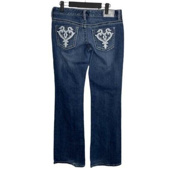 Maurices Womens Jeans Size 30 Premium Denim Blue Dark Wash Bootcut Embroidered - Picture 2 of 14